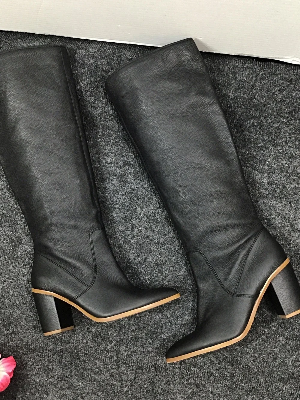 1. State Paiton Black Leather Over-the-Knee Block Heel Boots 7.5